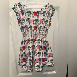 Mini Boden girls' smocked elephant print Dress Size 3-4